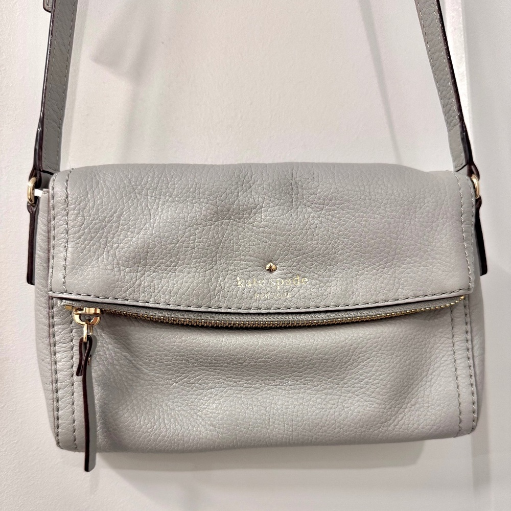 Kate Spade Pale Blue Cross Body Bag Pebbled Leather